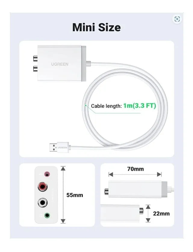 Adaptador De Audio De Tarjeta De Sonido, Ugreen