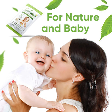 Toallitas Verdes Para Bebe, Biodegradables Y Suaves.