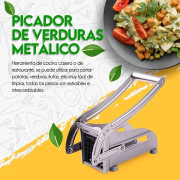 Picador De Verduras Metálico Cortador Rebanador Papas Hogar