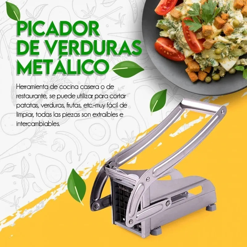 Picador De Verduras Metálico Cortador Rebanador Papas Hogar