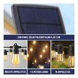 Guirnalda Luces Solar 7,5mt Exterior Maxwell STRING SOLAR + 10 Ampolletas