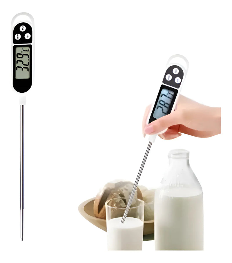 Termómetro culinario digital blanco para vino y comida