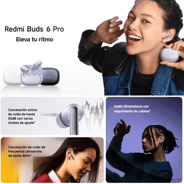 Xiaomi Redmi Buds 6 Pro, Auriculares Táctil, Anc, 3-mic, Wht Blanco
