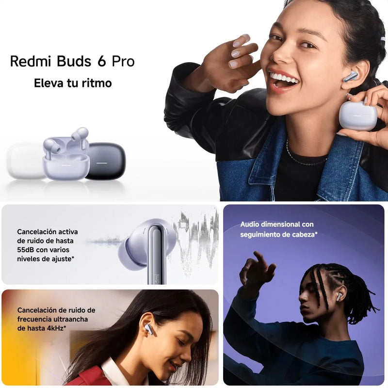 Xiaomi Redmi Buds 6 Pro, Auriculares Táctil, Anc, 3-mic, Wht Blanco