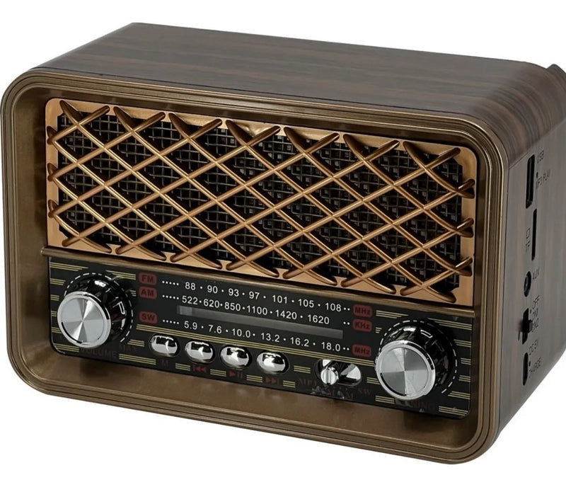 Radio Parlante Bluetooth Vintage Am/fm/sw Linterna Recarg Café