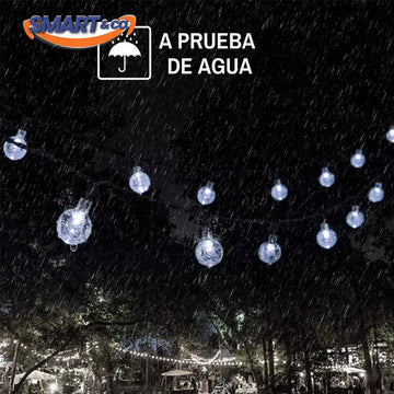 Luces Navideñas 50 Led Globos Solar Navidad Guirnalda 8 Modo Amarillo Cálido