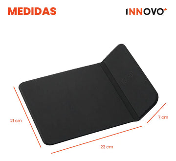 Mouse Pad Con Cargador Inalambrico Inductiva Para Celular Elegante Cuero Color Negro