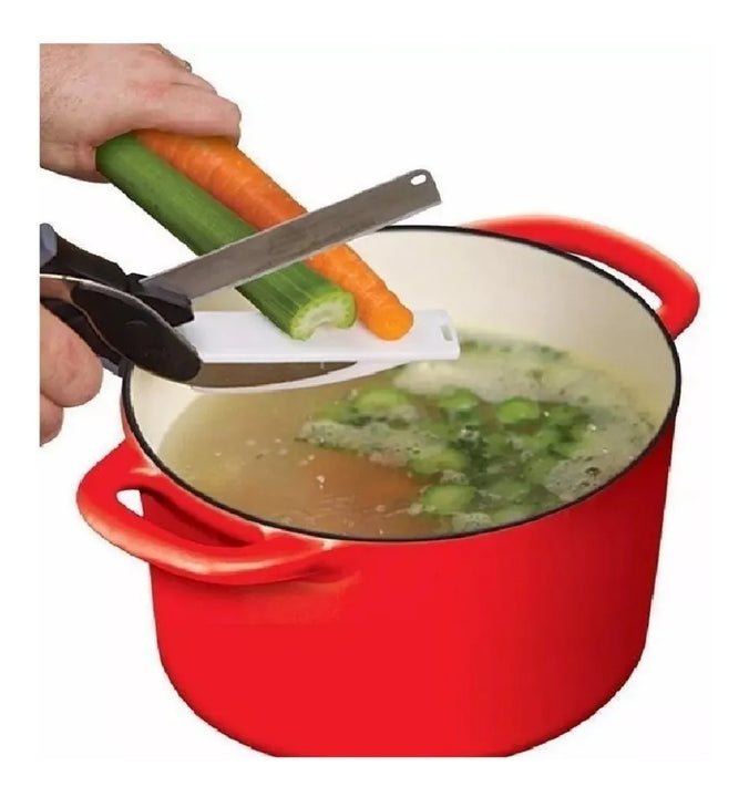 Clever Cutter Cortador Cocina 2 En 1 Cuchillo Tijeras Mesa Blanco