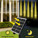 Luz Navideña Led Lluvia De Meteoro Panel Solar Luces Amarillo