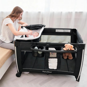Cuna Portátil 4 En 1 Para Bebé Plegable De Viaje Gris