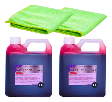 2 Litros Shampoo X20 Ph Neutro + 2 Paños De 40 Cm X 40 Cm