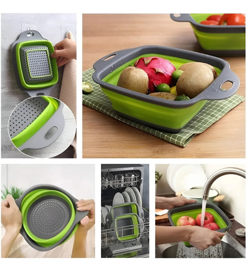 Set 2 Escurridor Colador Plegable Frutas Verduras Libre Bpa
