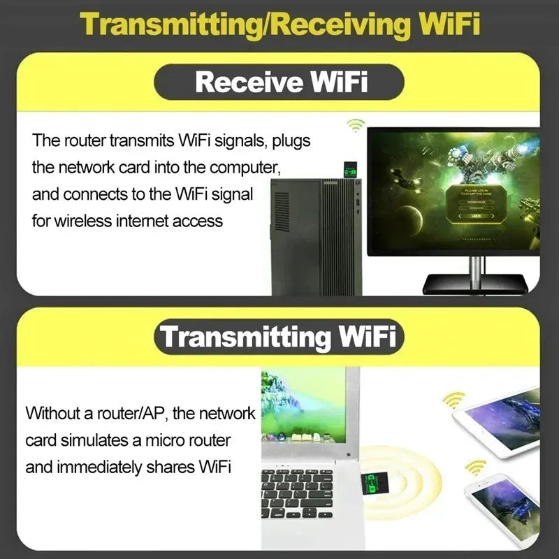 Adaptador Wifi Usb Tarjeta Red Pc 6g 5g Ax 900 Bluetooth 5.3