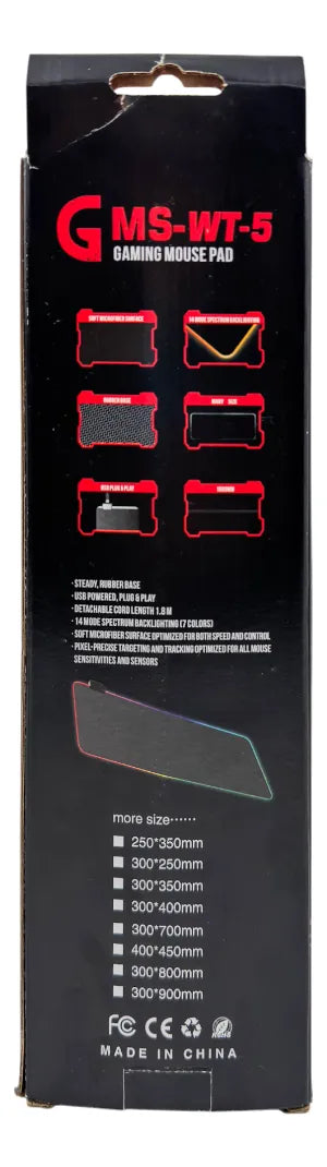 Pad Mouse Gamer Rgb Xxl Luminoso Led 80*30 Cm Antideslizante Negro