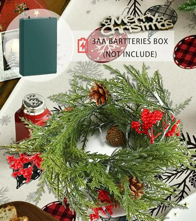 Guirnalda Navideña 6ft Con Luces Led, Berries Rojas, Norfolk