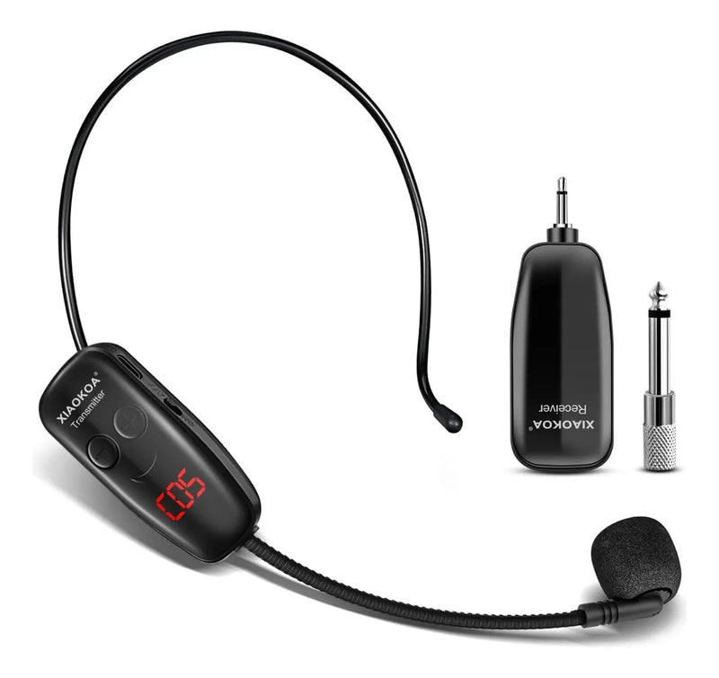 Micrófono Inalámbrico De Diadema ó de Mano UHF12 Color Negro Xiaokoa