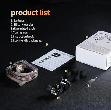 Auriculares KZ castor standard Monitores In-ear con Switch de 4 Controladores Plateado con Micrófono