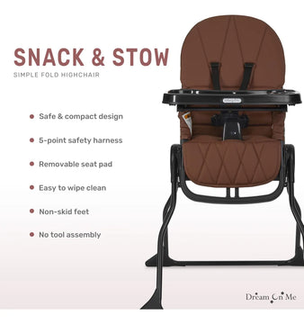 Silla Alta Para Bebé Snack And Stow Coñac Fácil De Plegar