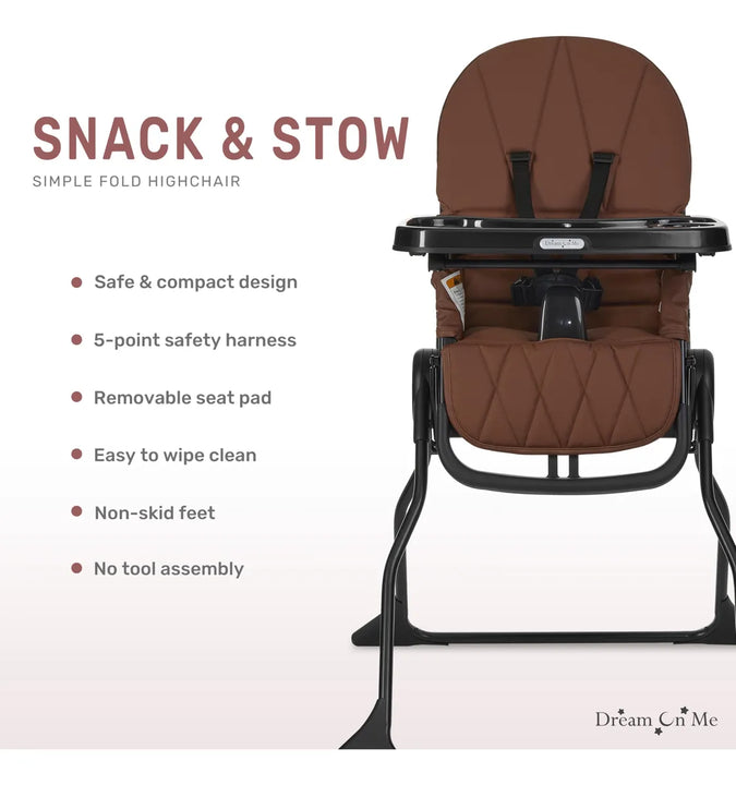 Silla Alta Para Bebé Snack And Stow Coñac Fácil De Plegar