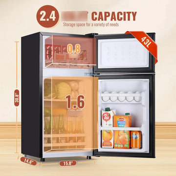 Mini Refrigerador 2.4 Pies Cúbicos Con Congelador Separado