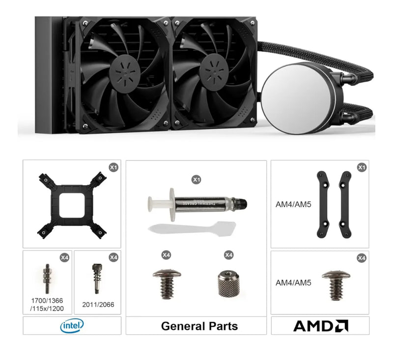 Refrigeracion Líquida De Cpu 240 Aio, Con Lga Y Amd Am5/am4 Negro