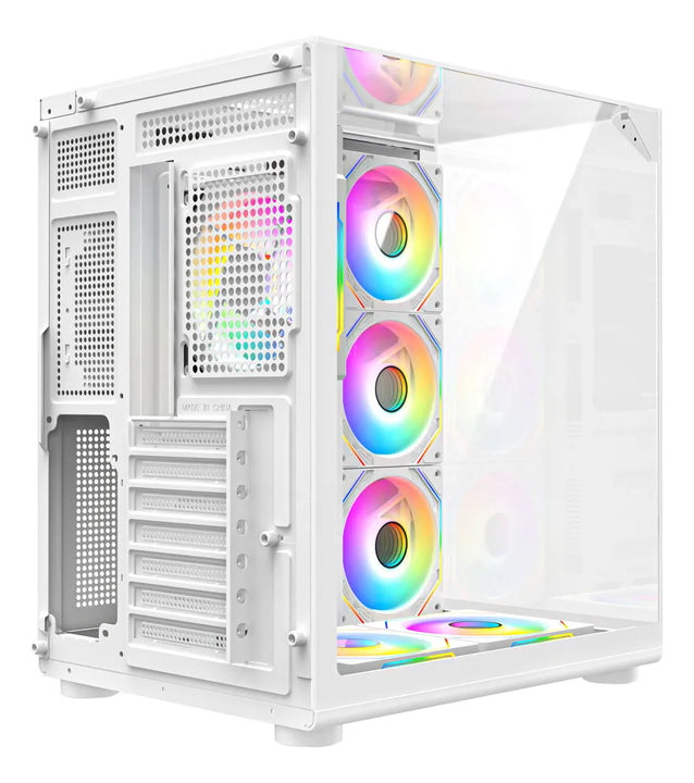 Chasis Gamer Iceberg Crystal Cube S 6 Fans Argb Atx Blanco