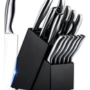 Juego Cuchillos Cocina Set 15 Piezas Acero Quirúrgico Base De Madera Modernos Premium