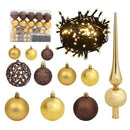 Set De 61 Bolas Navideñas Con Luces Led: Dorado Y Bronce