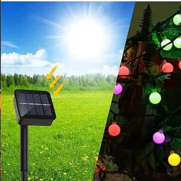 Luces Navideñas 10 Metros Panel Solar Rgb Secuencial Decora