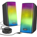 Parlantes Rgb Bluetooth Para Pc Celular Lindos Alambrico New Negro