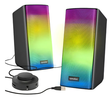 Parlantes Rgb Bluetooth Para Pc Celular Lindos Alambrico New Negro
