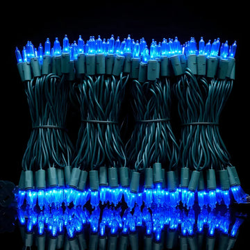 Luces Navideñas Led Azules Con Cable Verde, 66 Pies, 200 Un