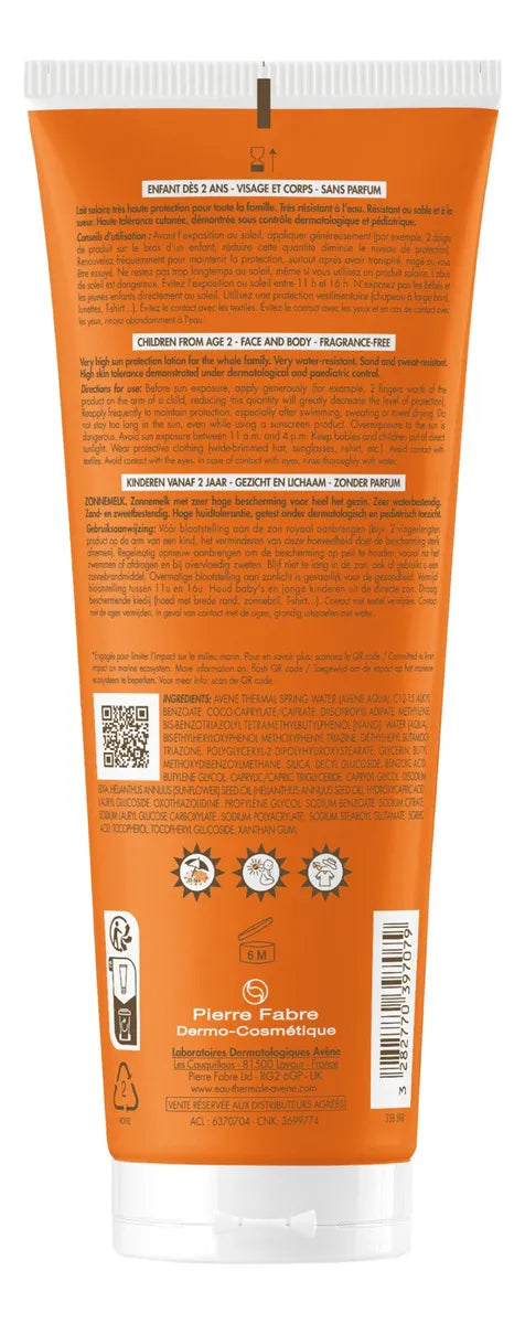 Protector Solar Avène Niños FPS 50+ Leche 250 ml Resistente