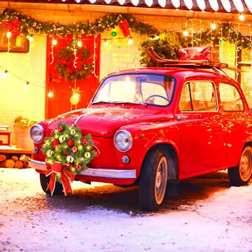 Adorno Navideño Para Coche Con Luces Led Y Lazo Rojo