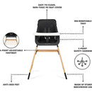 Silla Alta Compacta De Madera Negra Portátil Con Bandeja Aju