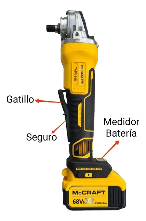 Kit Taladro Percutor 1/2 + Pulidora 4 1/2 68v Inalámbricos - Amarillo