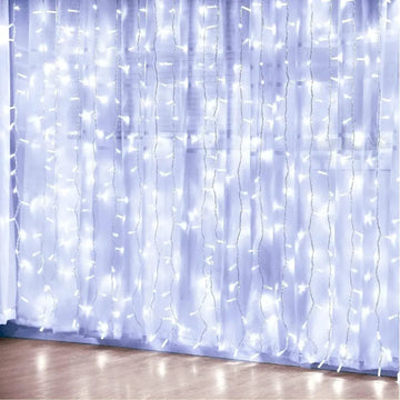 Luz Led Cortina 3x2 Mtr Cascada Luces Navidad Decoración Blanco