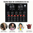 Micrófono Profesional Condensador+brazo+tarjeta Sonido V8 Dorado