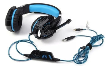 Audífonos Gamer Inalámbricos Kotion Each G9000 Black Y Red Color Azul Luz Azul