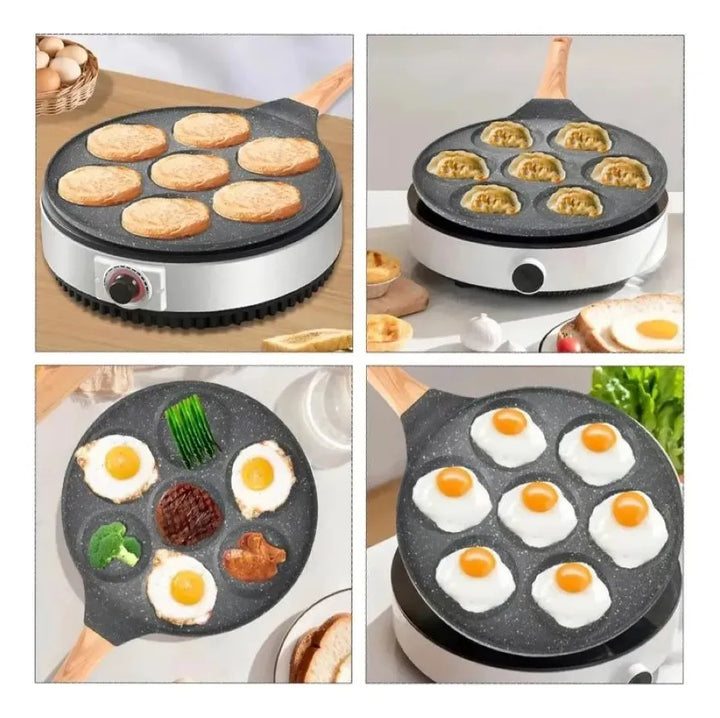 Sarten Antiadherente 7 Puestos Para Huevos Arepas Pancakes Gris