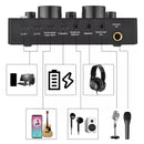 Microfono Profesional + Tarjeta De Sonido V8 Color Negro