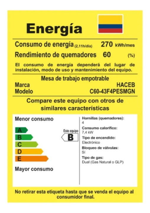 Combo Funcional Estufa De Empotrar 60x43 + Campana+ Horno Gn Color Negro