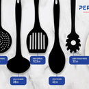 Persal - Set Utensilios Cocina X5 Cucharones Resistente 200c Negro