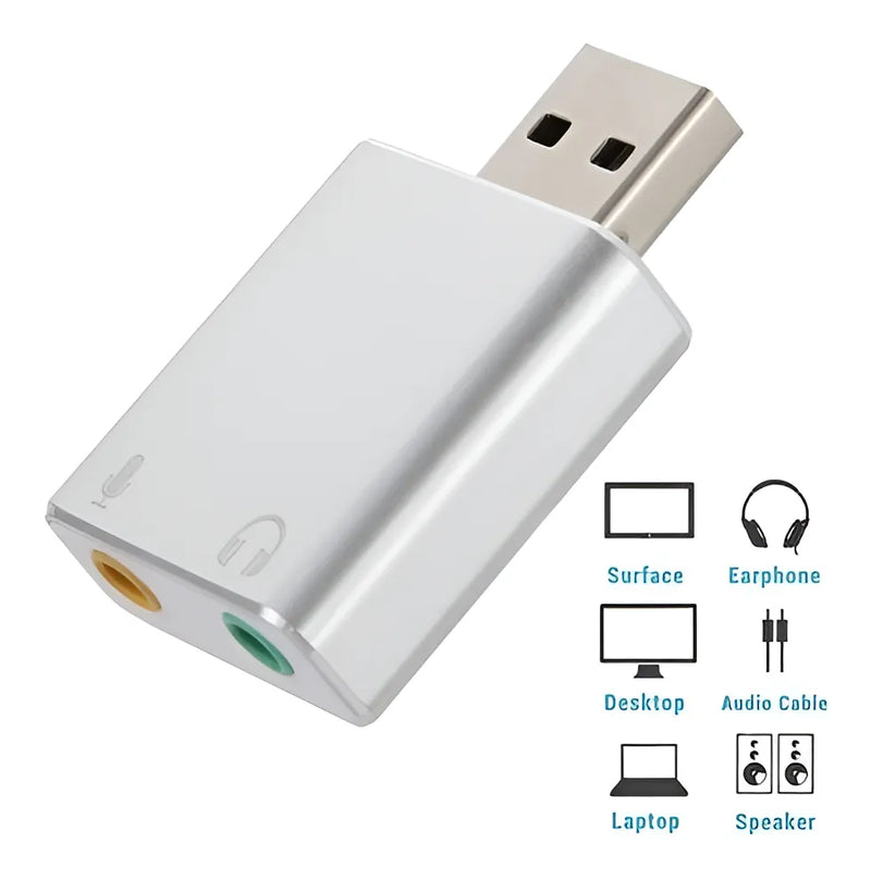 Tarjeta De Sonido Usb 7.1 Deluxe Externa Usb Adaptador Color