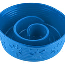 Plato Comedero Azul para Perros con Diseño Anti-Ansiedad, Goma Atóxica Antideslizante, Ideal para Comer Lento y Mejorar la Digestión de tu Mascota.