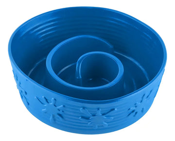 Plato Comedero Azul para Perros con Diseño Anti-Ansiedad, Goma Atóxica Antideslizante, Ideal para Comer Lento y Mejorar la Digestión de tu Mascota.