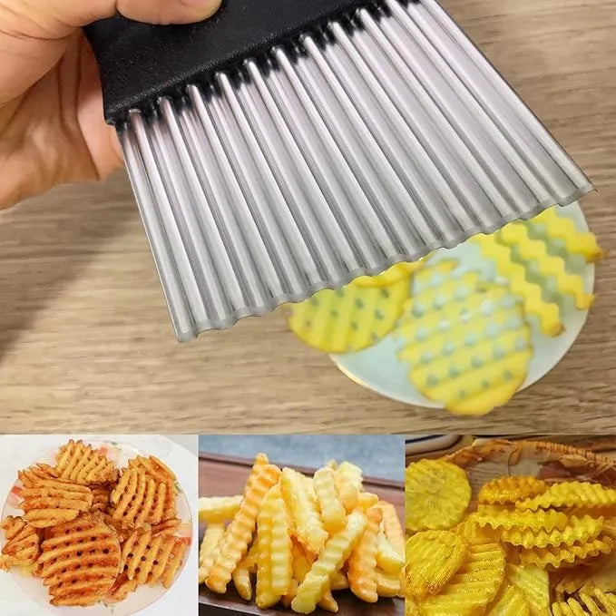 Cortador Papas Rizadas Verduras Frutas Acero Inóxidable Negro