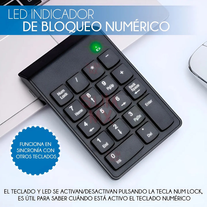 Mini Teclado Numérico Inalámbrico 19 Teclas Usb Mac Y Pc