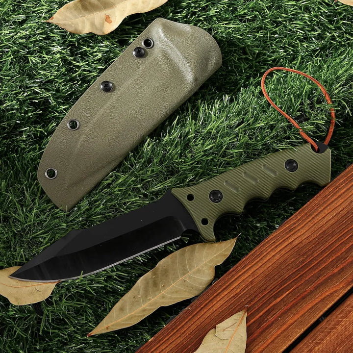 Jasni Cuchillo De Caza De Supervivencia Con Funda, Acero Ino
