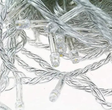 Luz Lineal Navidad Blanca 7 Mts 100 Bombillos Cable Blanco